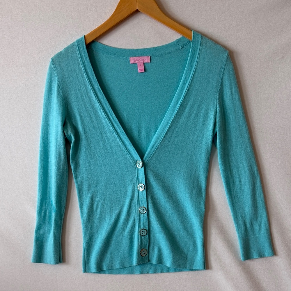 Lilly Pulitzer Turquoise Cardigan Size Small